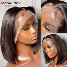 Aliexpress - Megalook Short Bob Straight Lace Front Wigs Pre Plucked With Baby Hair Brazilian Virgin Human Hair Wigs For Women Bob Wig 180%