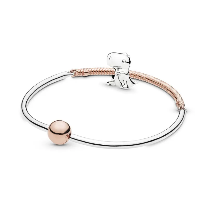 Лето, Ne Dino, браслет в виде динозавра, набор, 925 пробы, серебряный браслет, для женщин, сделай сам, бусины, шарм, ювелирное изделие, подарок