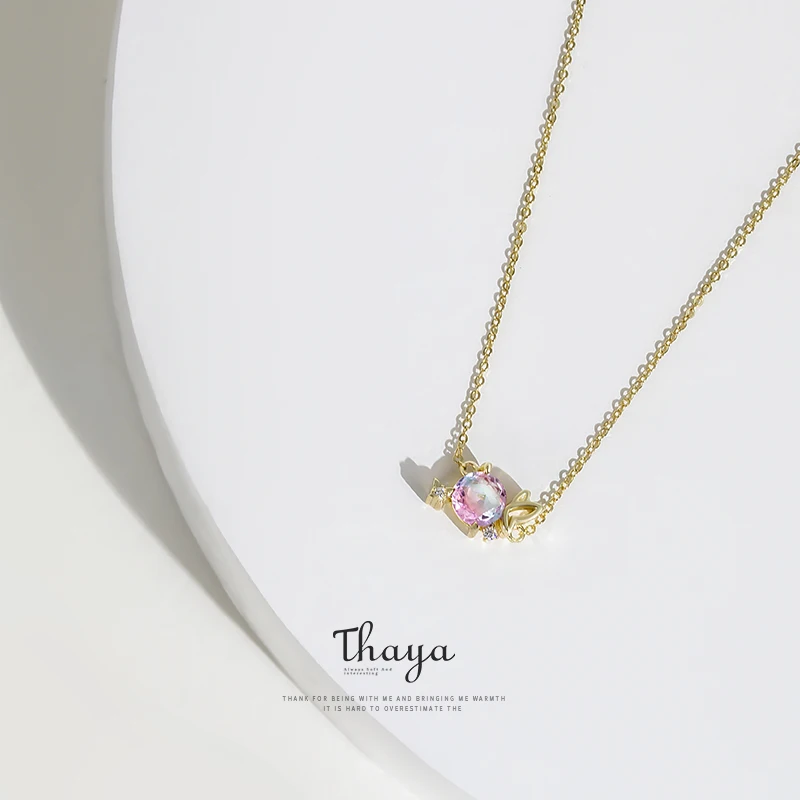 Butterfly Necklace Thaya Высокое Качество Двойной градиент цвета наборы цвет дизайн 925 пробы Серебряные серьги ожерелье наборы для женщин ювелирные изделия - Цвет камня: Butterfly Necklace