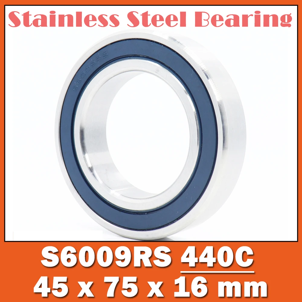 S6009RS подшипник 45*75*16 мм (1 шт.) ABEC-3 440C шарикоподшипники из нержавеющей стали S 6009RS 6009