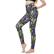 Halloween Woman Casual Slimming Leggings Black Ghost Head Off Hand 2020 Fashion Print Leggings Gym Sports Ladies Pencil Pants