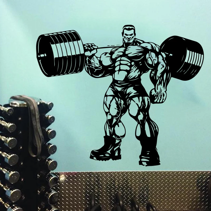 Large Gym Barbell Fitness Sport Wall Sticker Crossfit Exercise Bell Gym Fitness Center Studio Wall Decal Vinyl Decor (2)