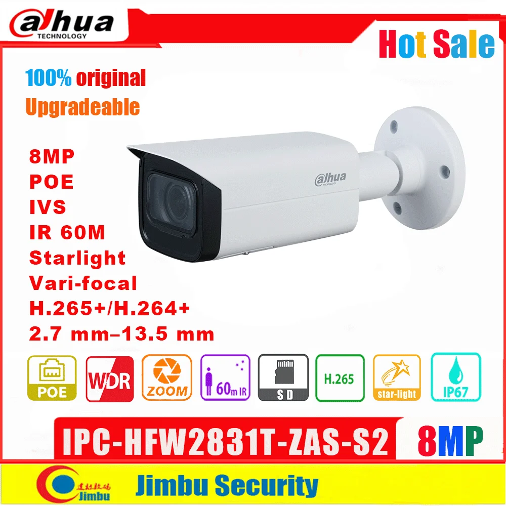 Dahua POE 8-мегапиксельная вариофокальная IP-камера IPC-HFW2831T-ZAS-S2 2 7 мм-13 5 мм