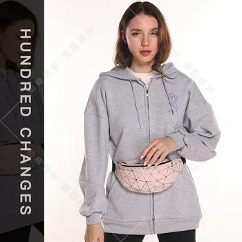 

New Ladies PU Sports Laser Waist Bag Chest Bag Color Multi-function Shoulder Bag Pink Silver Black Mobile Phone Bag
