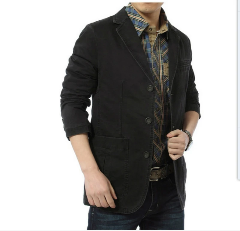 M-4XL Large Size Cotton Fashion Black Casual Loose Mens Jacket Blazer Bomber Jacket Mens and Coats Outwear Suit Jackets Men