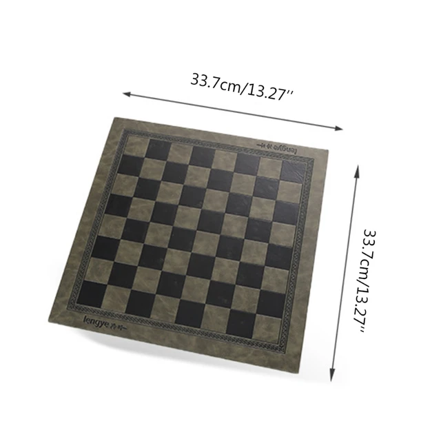 Buy Online Best Quality OOTDTY Embossed Design Leather International Chess Board Games Mat Checkers Universal Chessboard Birthday Gift