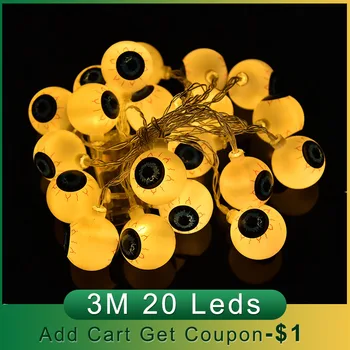 

3m Halloween Eye Shape LED String Light 20 LEDs Ornament Warm White Light Festival Party Decor