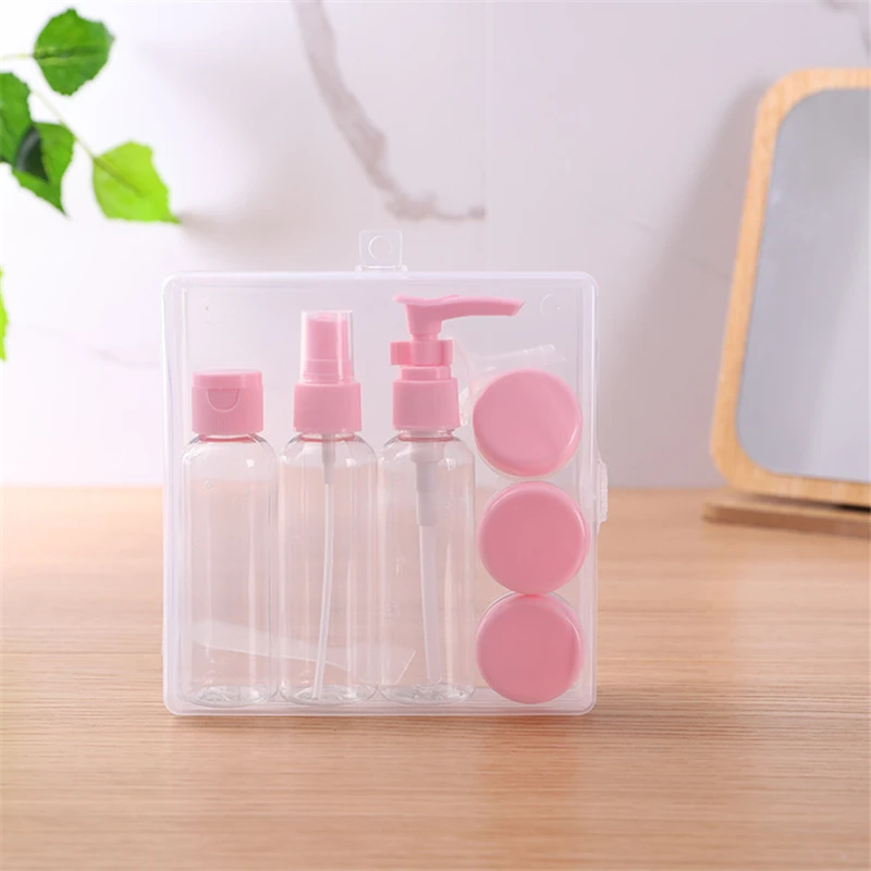 6Pc/Set Reusable Travel Mini Shampoo Makeup Bottles Set Cosmetics Bottles Plastic Pressing Spray Bottle