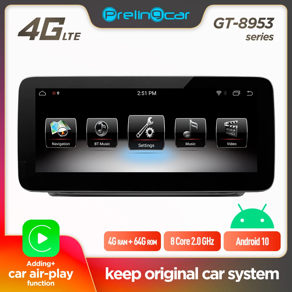Prelingcar Android 9 0 для Mercedes Benz C Class GLC C205 W205 S205 C253 2014 15 16 17 18 автомобильный Радио