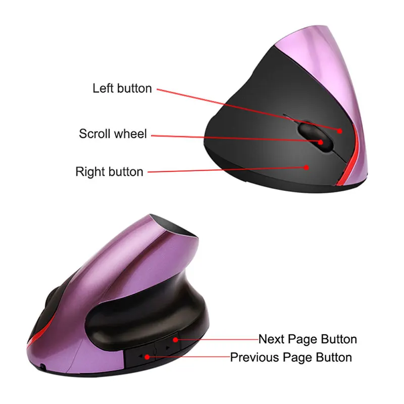 Беспроводная компьютерная мышь с Bluetooth, перезаряжаемая Вертикальная Эргономичная мышь для правой руки для офиса, ноутбука Apple, ПК, геймеров Souris