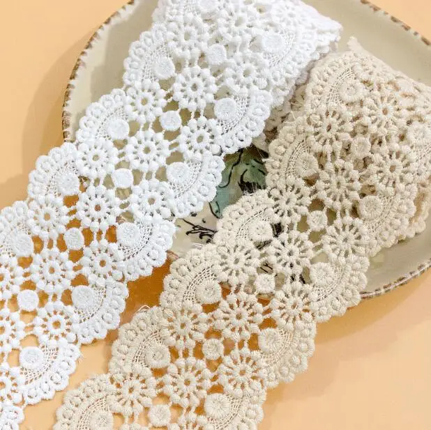 Lace Fabric 1yard Width 5.7cm Flower Handmade Cotton Laces Sewing Trims Decorative