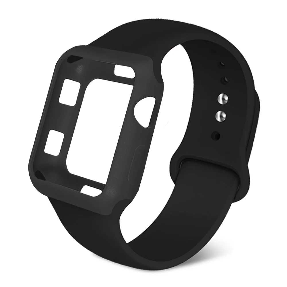 MU SEN Спорт Силиконовый ремешок для apple watch серии 4/3/2/1 заменить браслет для наручных часов Watchstrap для apple watch 42mm 38 мм - Цвет ремешка: Black color