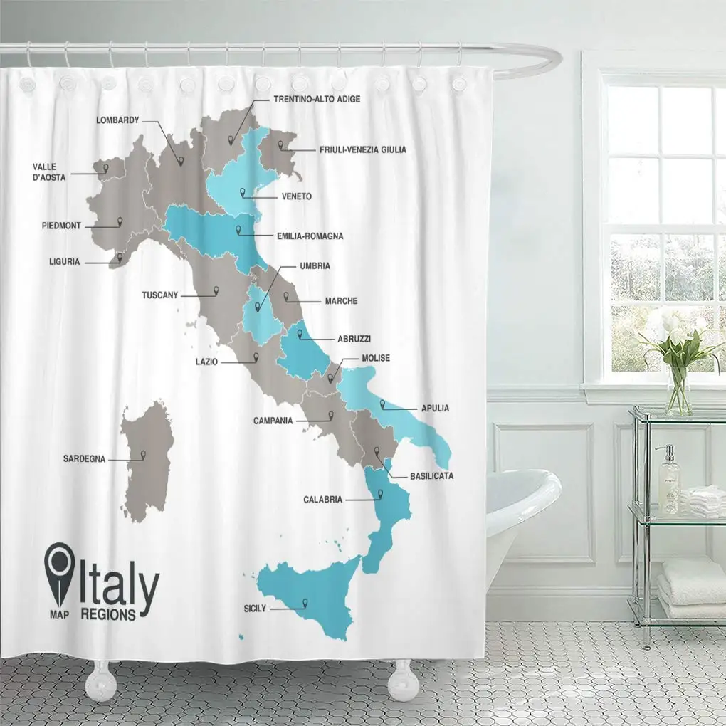 Mappa Delle Regioni Italiane Mappa Delle Regioni Italia Tende Da Doccia Astratte Grigio Blu