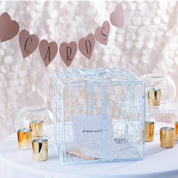 

White Metal Wire Iron wedding card holder card box metal storage boxes home organizer Beautiful Wedding Decoration