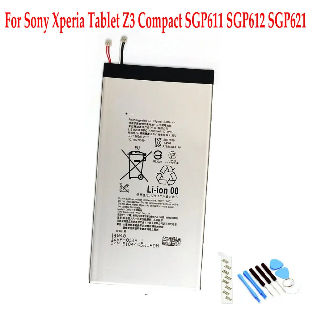 

Original LIS1569ERPC 4500mAh Battery For Sony Xperia Tablet Z3 Compact SGP611 SGP612 SGP621 Tablet PC + Tools