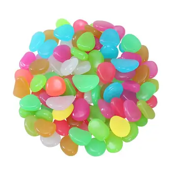 

UEETEK 100pcs Luminous Cobblestones Pebbles Stones Glow in the Dark for Aquarium Fish Tank Gravel Decorations For Garden Yard