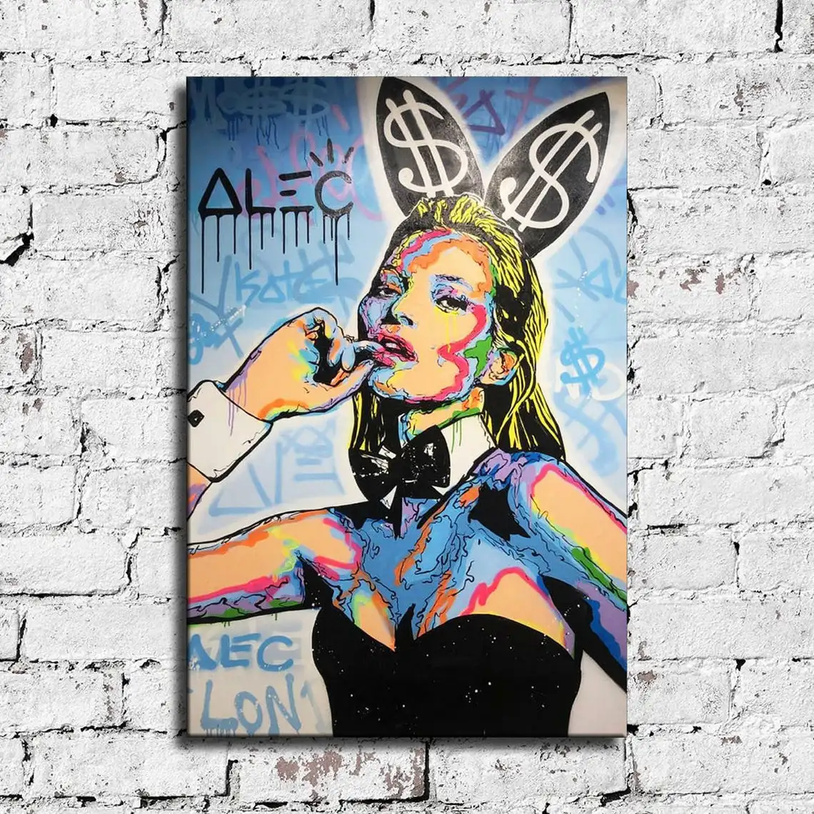Graffiti Street Pop Art Bunny Girl Poster Canvas Painting Print On Wall Picture For Living Room Decoration Home Decor Frameless | Дом и сад