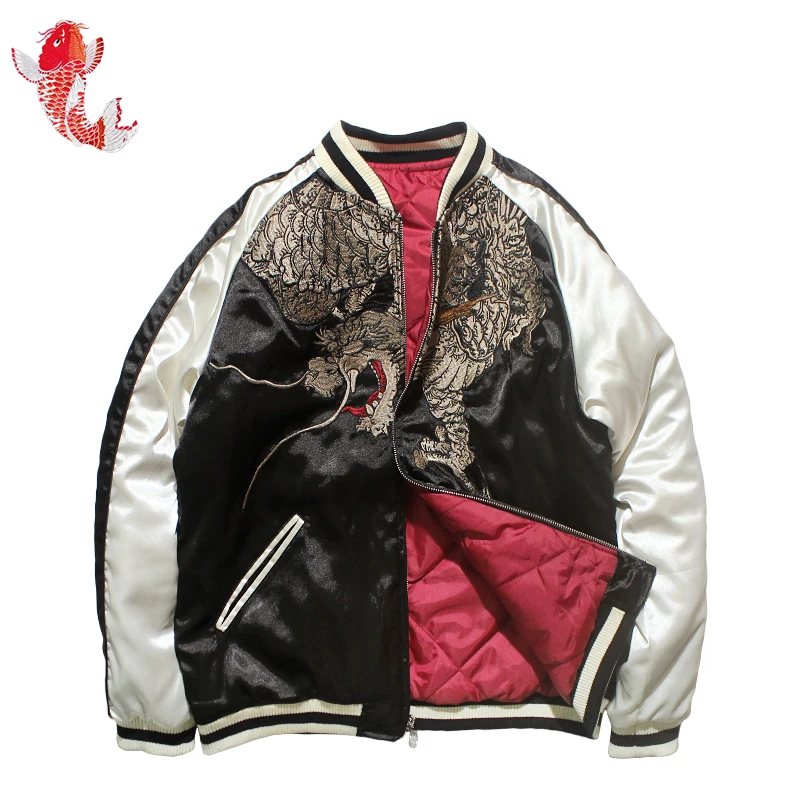 Японская куртка с вышивкой Иокогама, весенняя и осенняя Мужская и Женская бейсбольная куртка с китайским драконом, Ins, супер огненное пальто