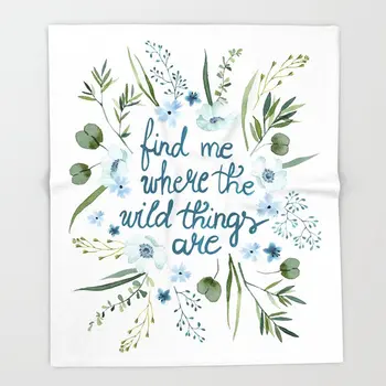

Flower Design Blankets Floral Quote Blue Throw Blanket Flannel Fabric Blanket Throws for Sofa 150x200 Flower Fleece Throw