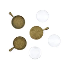 

6pcs Pendant Blank Cabochon Base Setting Bezel 25mm Cameo Pendant Blanks Bezel DIY Jewelry Making Component Blank Tray Bezels
