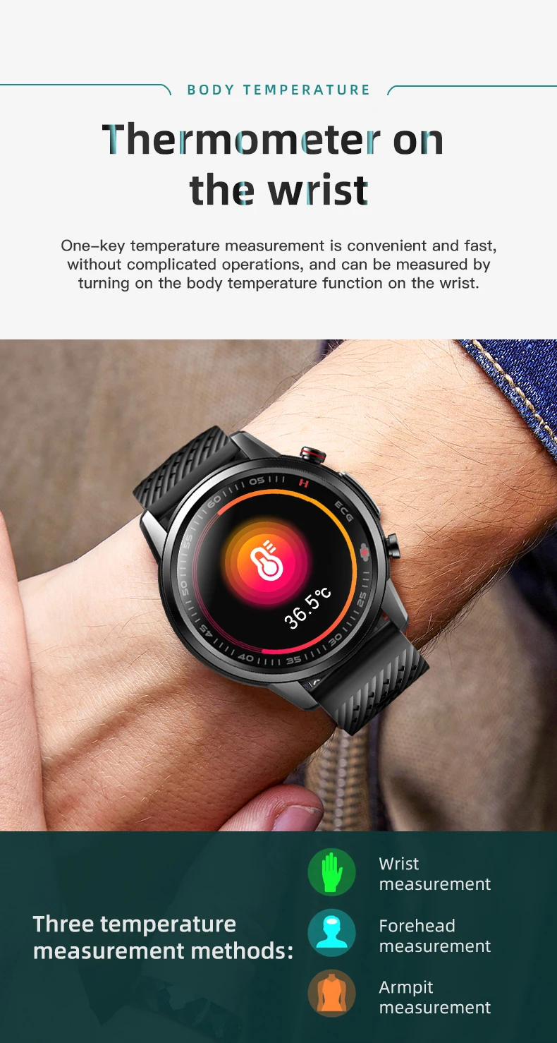 Smartwatches 650nm Laser Treatment Real ECG PPG Blood Pressure Heart Rate Healthy Tracking Work with Xiaomi Android iPhone F800