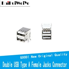 Conector duplo usb tipo a fêmea 10 tamanhos, conector de encaixe pcb de 90 graus 4 pinos