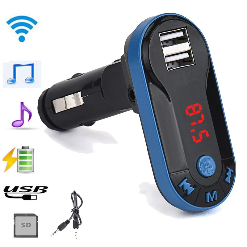 Беспроводной Bluetooth FM передатчик автомобильный комплект громкой связи двойной USB зарядное устройство USB флэш TF карта Автомобильный mp3 плеер с 3,5 мм Aux кабель