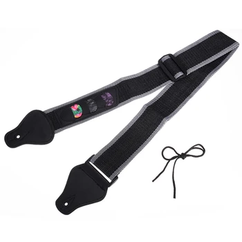 

1 pcs Practical Guitar Shoulder Strap Black Electric Guitar Bass Strap Belt with 3 Plectrum Pockets Guitar Accessories