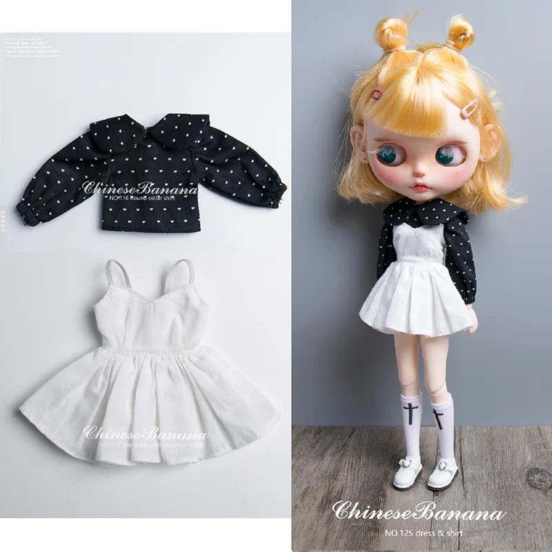 1PCS NEW Lovely Polka Dot/Leopard Slip Dress for Blyth, Holala Doll Clothes Shirts Outfits Accessories