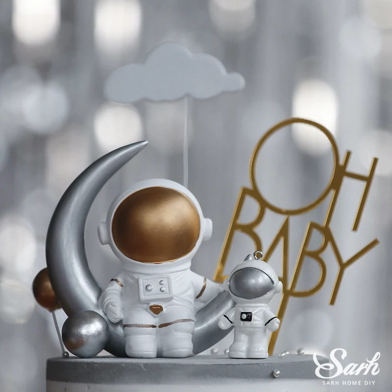 Луна космический корабль астронавт украшения ракета Oh Baby выпечка счастливое украшение для именинного торта для свадьбы или «нулевого дня рождения» мальчик девочка любовь подарок