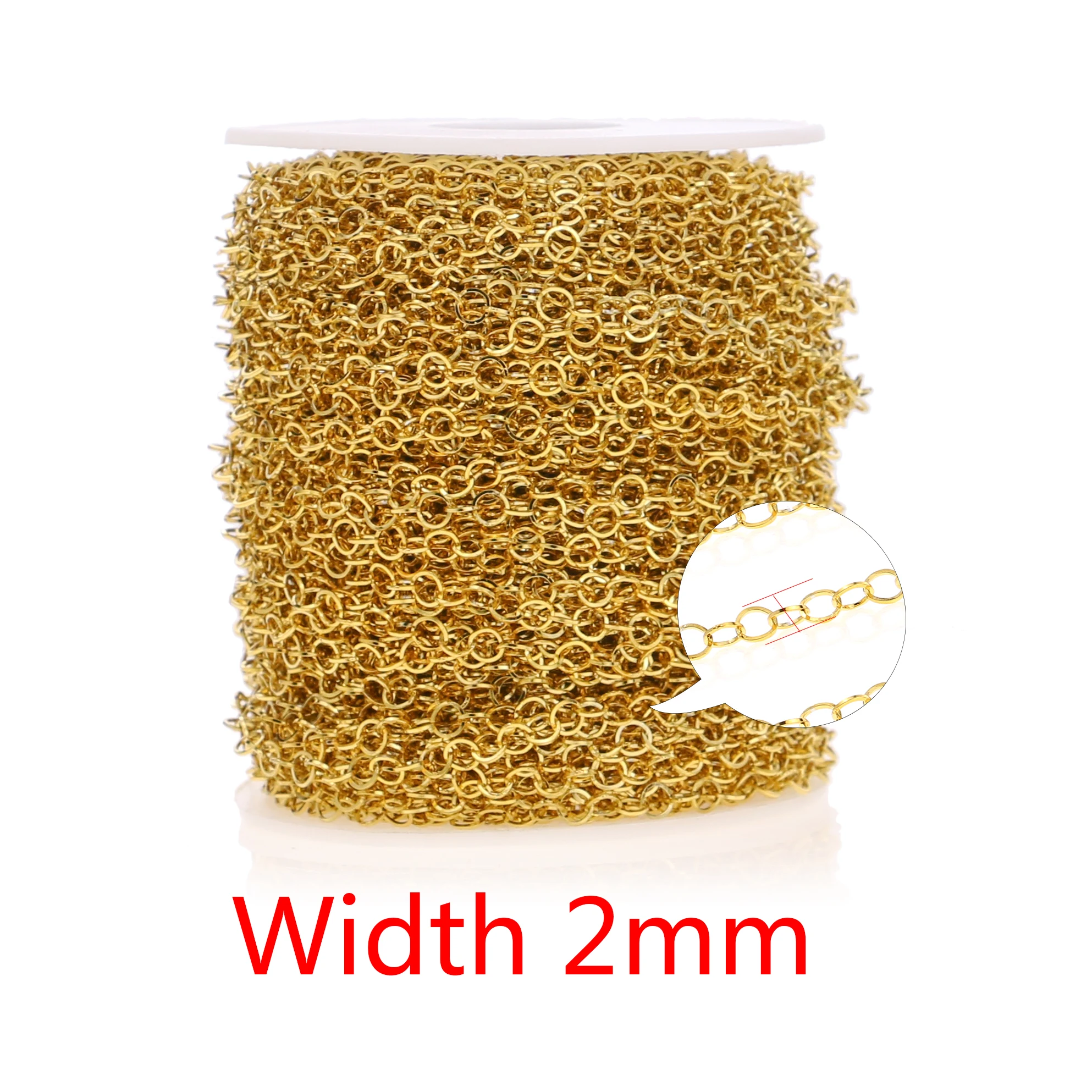 2M Lot 2mm Wide Stainless Steel Curb NK Gold Chains for Jewelry Making  Supplies Link Roll Chain Wholesale Items for Business