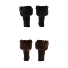 2 пары зимних пушистых меховых вязальных сапог рукава с манжетами гетры для женщин черный кофе