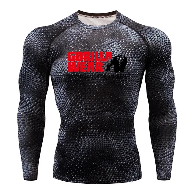 Мужская футболка для бега Gorilla Snake gym одежда для фитнеса Топ Рашгард одежда для футбола быстросохнущая спортивная мужская рубашка - Цвет: 17