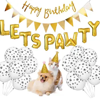 

Dog Birthday Party Supplies Dog Footprint Shape Balloon Happy Birthday Banner Aluminum Foil Balloon Pet Party Decoration