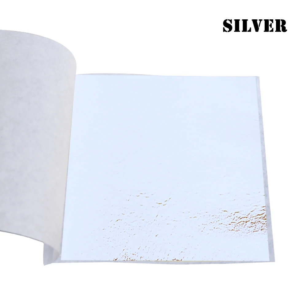 silver Имитация листов золотого листа фольга бумага 10 шт. 8X8,5 см для художественных ремесел статуя украшения ногтей красочный золотой лист фольга бумага позолота - Цвет: silver
