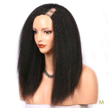 

Kinky Straight U Part Wig Human Hair Wigs For Women Brazilian Remy Hair 150% Density Natural Color With Adjustable Strap JKO