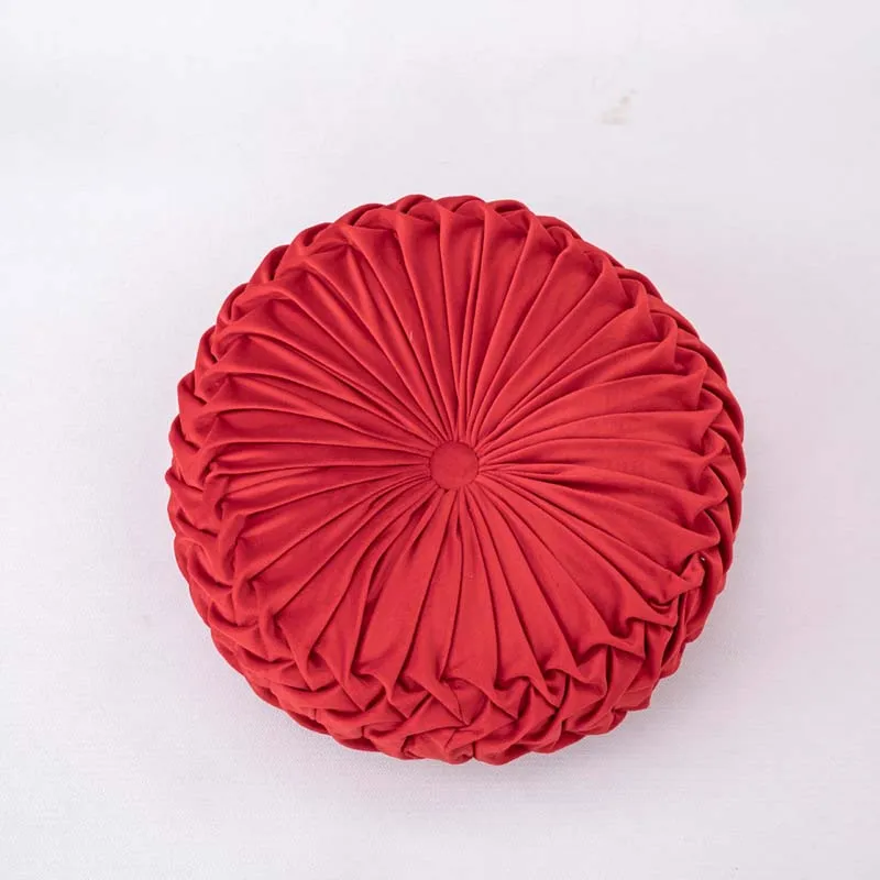 Европейский стиль круглая подушка для сиденья бархатная задняя подушка серая бежевая розовая диванная Подушка домашний декор - Цвет: red