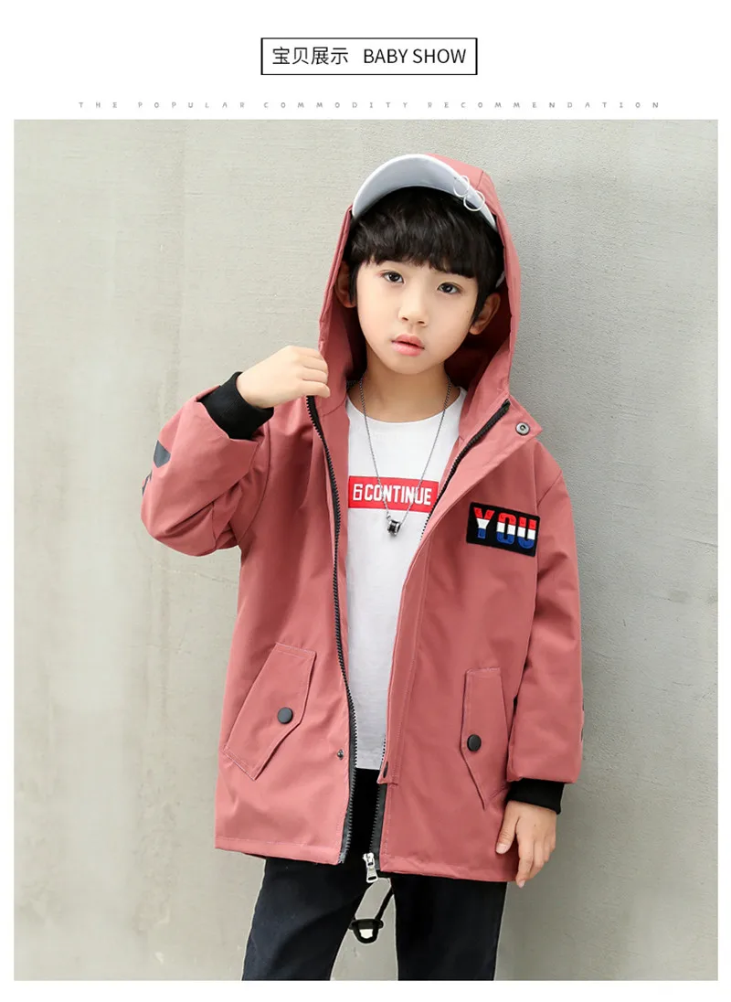 Hot Sale Baby Boy Jacket Coat Spring Autumn Children Clothing Long Sleeved Hoode Windbreaker Toddler Clothes 4T-16T