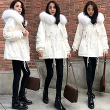 Cotton Coat Fashion Women's, New Winter Clothes, Thick Hooded With Fur Collar, Medium And Long Section, Thin And Warm, All-match