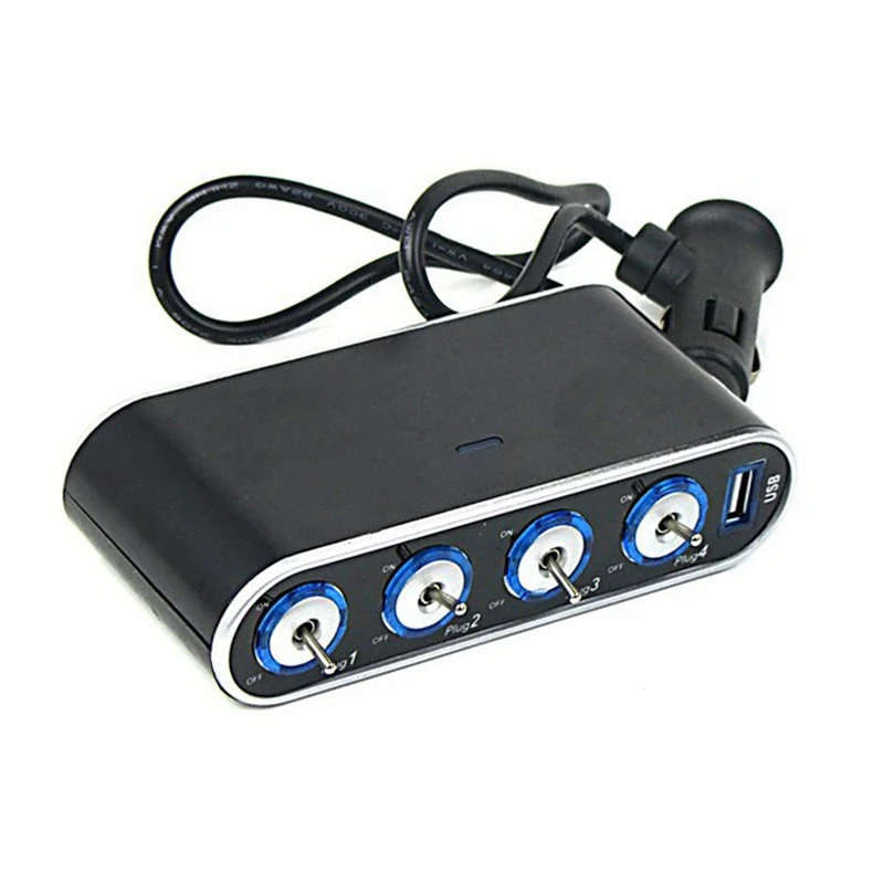 4 In1 Портативный легкий розетка для автомобильного прикуривателя компонентов Мощность Зарядное устройство DC 12 V/24 V для смартфона MP3/MP4
