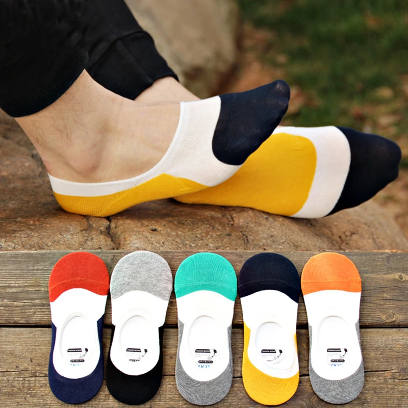 

Men Cotton Socks Summer Short Socks Men Casual Soft Invisible Non-slip Silicone Socks
