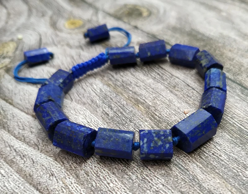 YA4059 натуральный камень Lapis бусины узел шнур браслет регулируемый