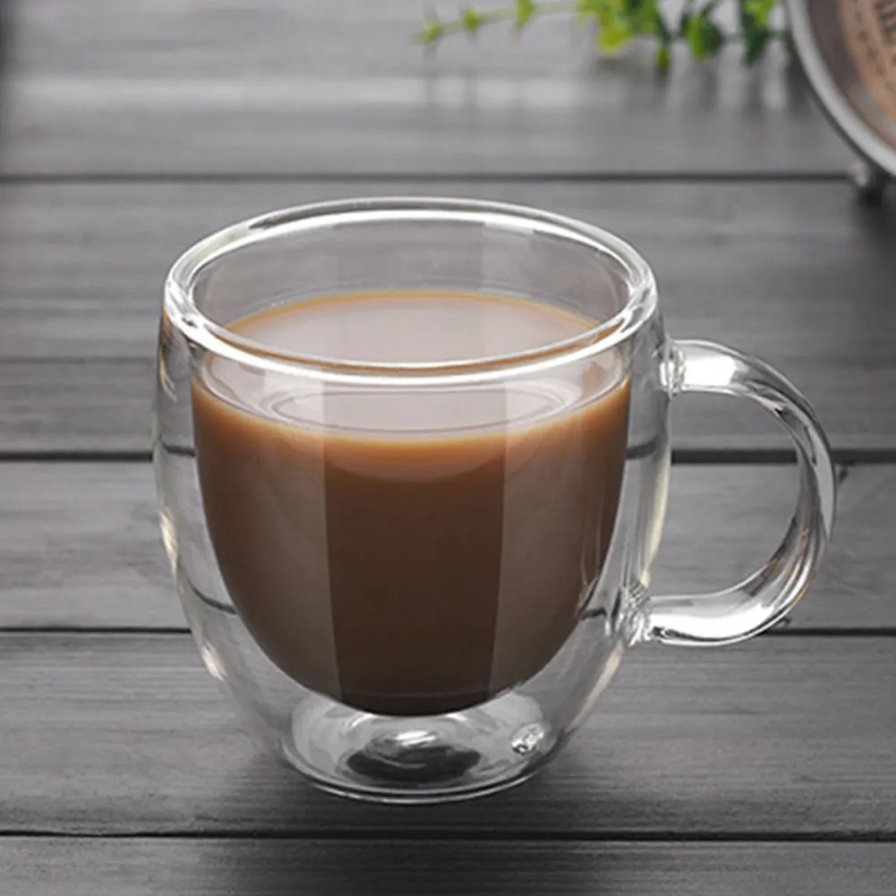 150-250 мл стеклянная Термоизолированный стакан для молока, кофе, прозрачный стакан для домашнего офиса, кружка для чая, вино, пивная чашка