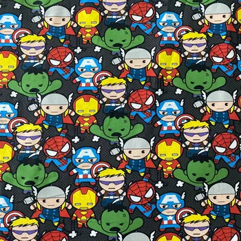 

105cm Width Cartton Super Hero Black 100% Cotton Fabric for Boy Clothes Hometextile Backpacks Cushion Cover DIY-BL007
