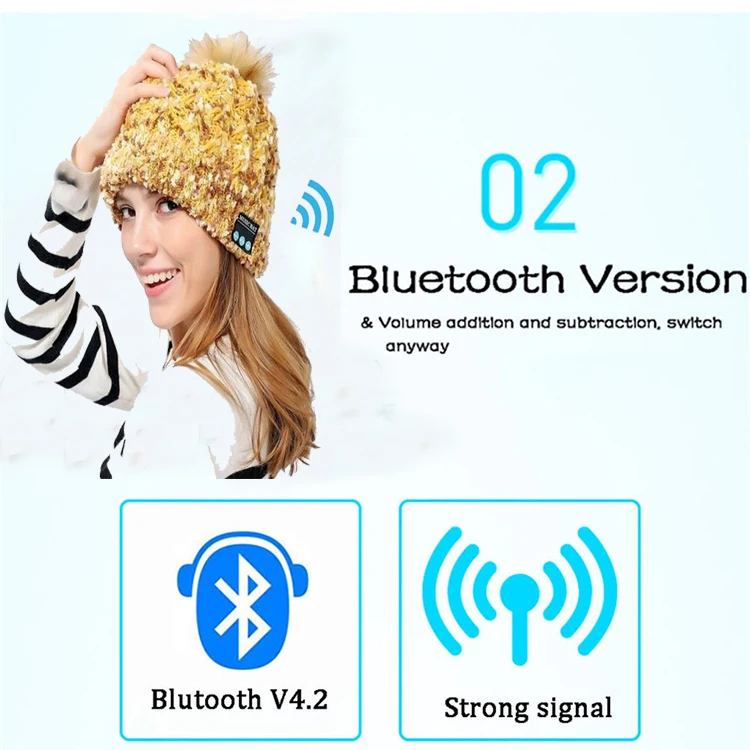 Вязаная шапка бини для Bluetooth, стерео беспроводные наушники, наушники, гарнитура для улицы, зимняя ветрозащитная теплая шапка бини, головной убор