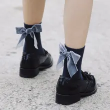 Японские однотонные хлопковые носки с широким бантом для девочек на раннюю весну плотные милые мягкие носки из груды носков для девочек и студентов