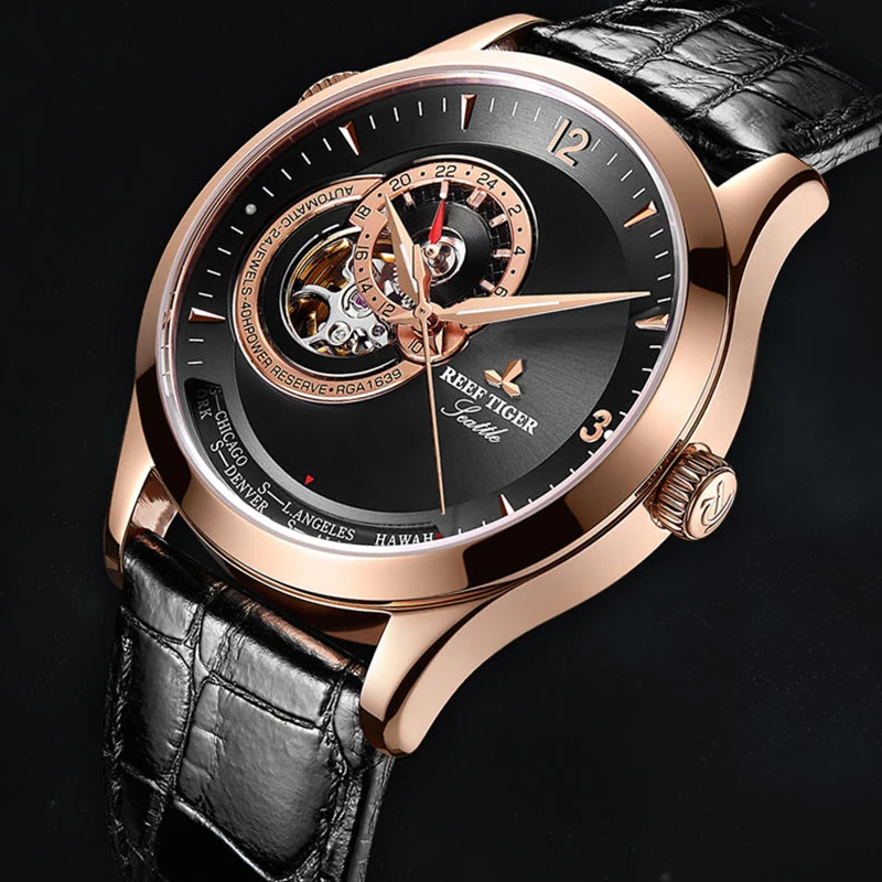 

Men Watch Reef Golden Tiger / RT DESIGN 2020 New Men Watch Casual Fashion Men Mechanical Watch Leather Strap Waterproof Watches