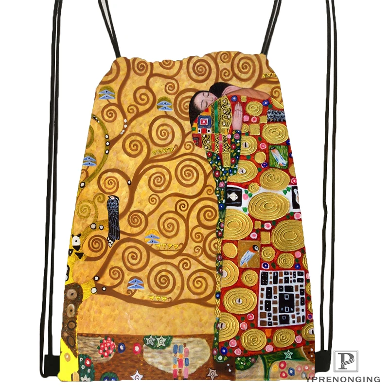 На выбор Gustav Klimt#10 походная сумка на шнурке милый рюкзак для детей(черная спинка) 31x40 см#180531-02-39