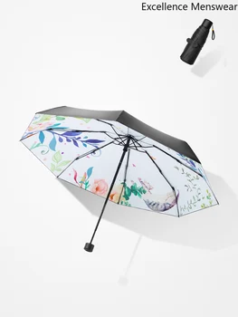 

Ultra Light Sun Umbrella 5 Fold Portable UV Protection Umbrella for Girls Upf 50 Mini Compact Umbrella Rain Women Flower