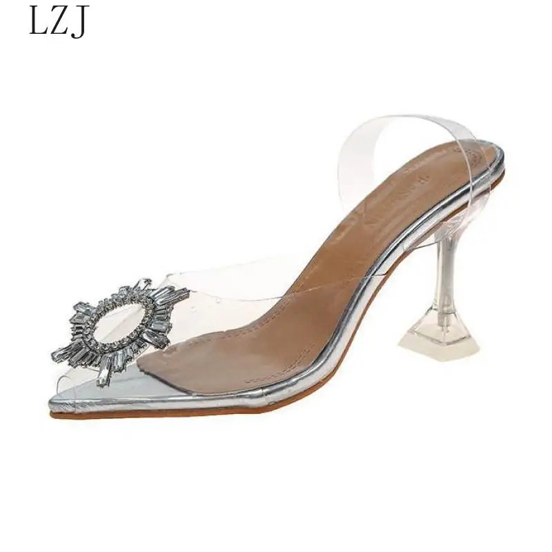 New Luxury Women Pumps 2019 Transparent High Heels Sexy Pointed Toe Slip-on Wedding Party Brand Fashion Shoes For Lady PVC